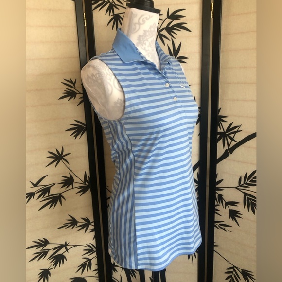 Puma Women’s Sleeveless Collar Golf Polo Top Size XS Light Blue Striped EUC - Picture 4 of 14